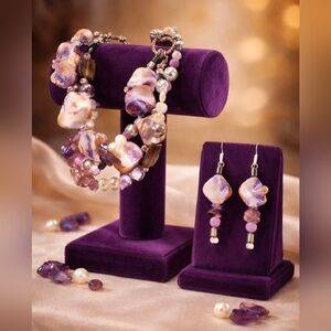 Amethyst Gemstone Keshi  Freshwater Purple Glass Bead Purple Mother of Pearl